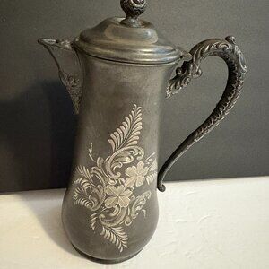 Antique EG Webster & Son Quadruple Plate Silver-Plated Teapot w/Floral Engraving